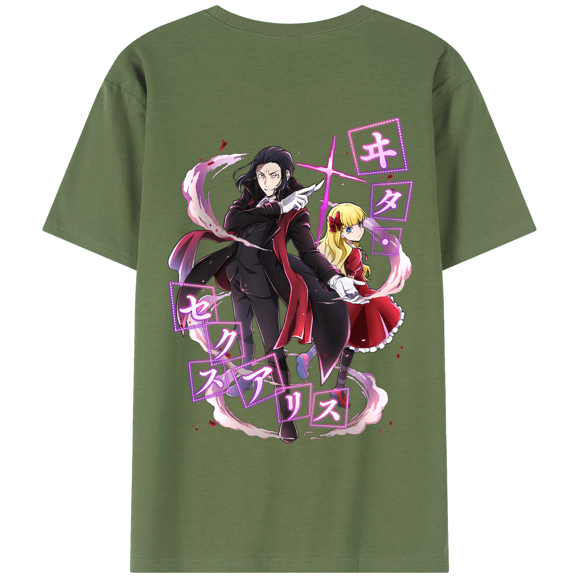 （画像用） 文豪ストレイドッグス Bungo Stray Dogs 綿100％ メンズ半袖Tシャツ（バックプリント） 通気性
